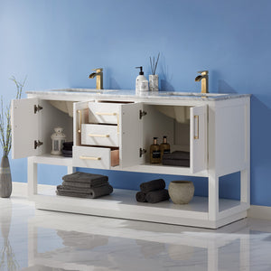 Remi 60" Double Bathroom Vanity Set with Marble Countertop