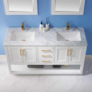Remi 60" Double Bathroom Vanity Set with Marble Countertop