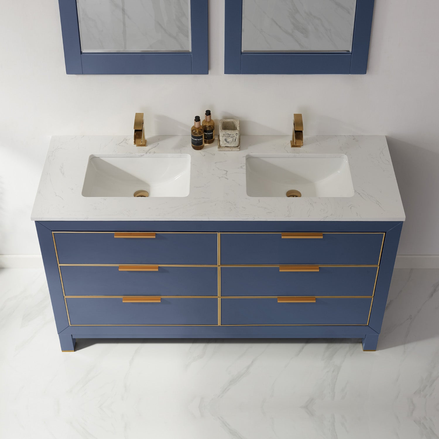 Jackson 60" Double Bathroom Vanity Set with Composite Stone Countertop