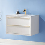 Load image into Gallery viewer, Morgan 30&quot; Single Bathroom Vanity Set in White and Composite Aosta White Stone Countertop
