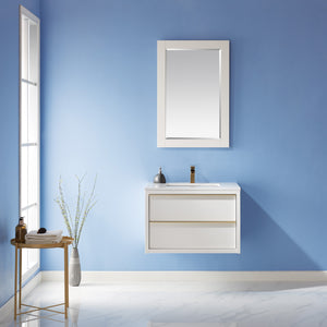 Morgan 30" Single Bathroom Vanity Set in White and Composite Aosta White Stone Countertop