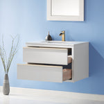 Load image into Gallery viewer, Morgan 30&quot; Single Bathroom Vanity Set in White and Composite Aosta White Stone Countertop
