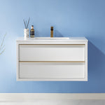 Load image into Gallery viewer, Morgan 36&quot; Single Bathroom Vanity Set in White and Composite Aosta White Stone Countertop
