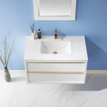 Load image into Gallery viewer, Morgan 36&quot; Single Bathroom Vanity Set in White and Composite Aosta White Stone Countertop
