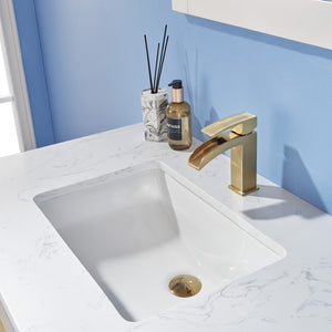 Morgan 36" Single Bathroom Vanity Set in White and Composite Aosta White Stone Countertop