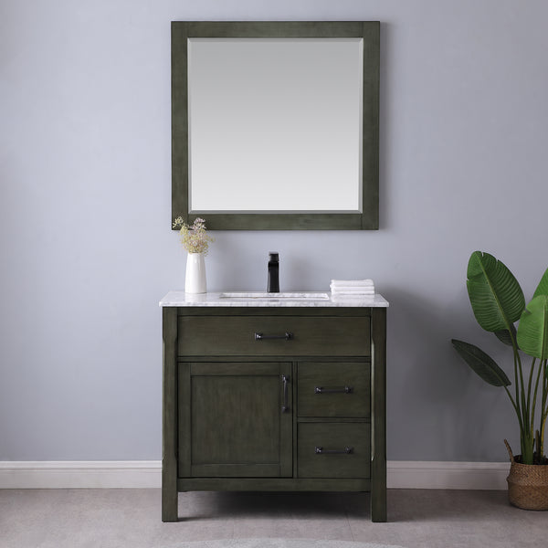 Maribella 36" Single Bathroom Vanity Set with Carrara White Marble Countertop