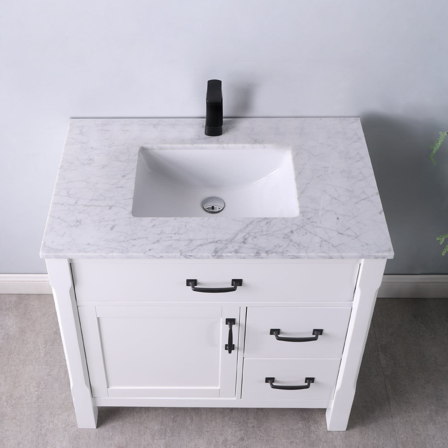 Maribella 36" Single Bathroom Vanity Set with Carrara White Marble Countertop