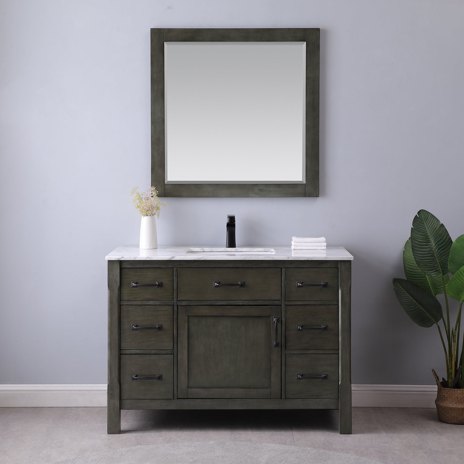 Maribella 48" Single Bathroom Vanity Set with Carrara White Marble Countertop