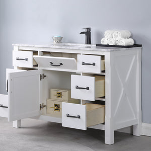 Maribella 48" Single Bathroom Vanity Set with Carrara White Marble Countertop