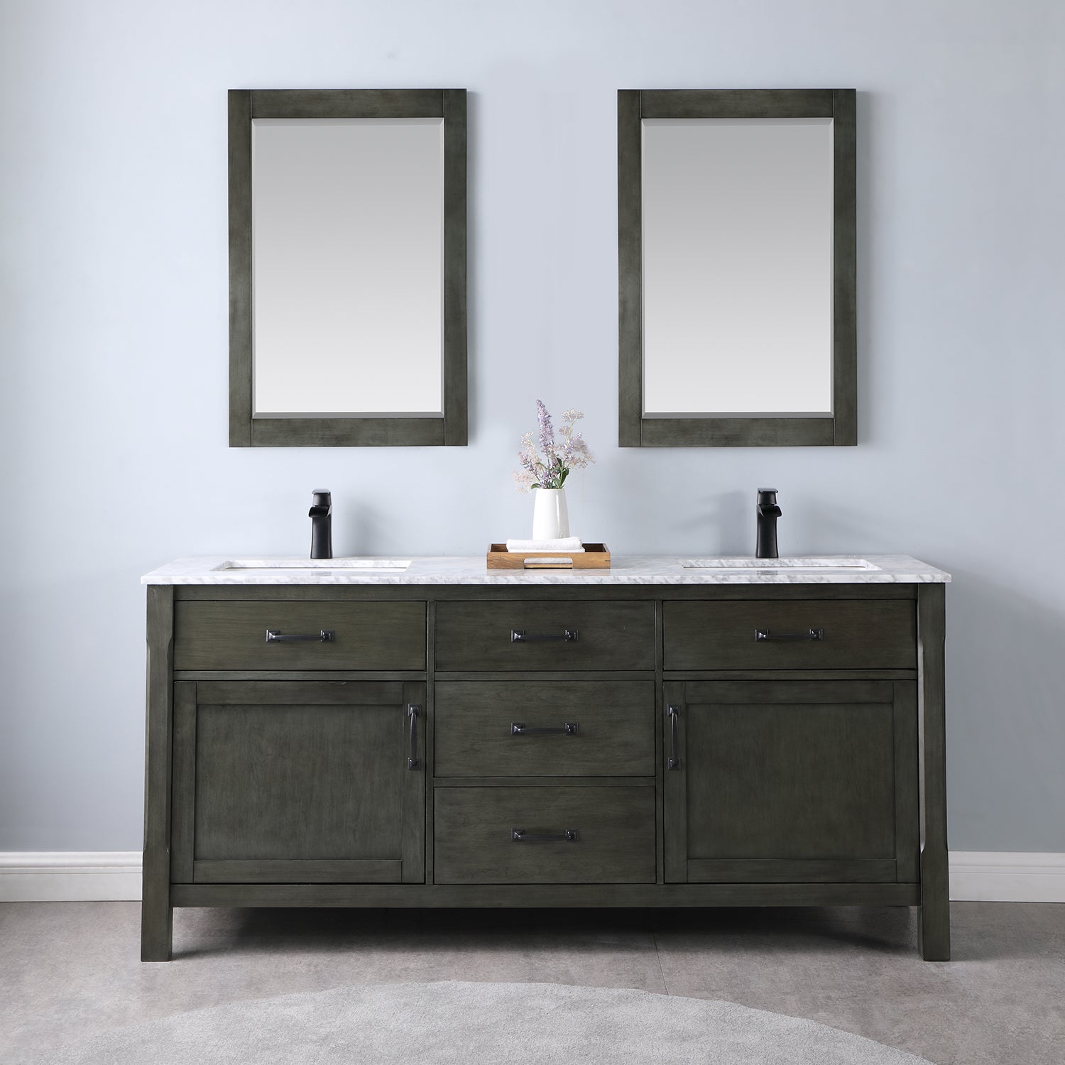 Harper 72 Freestanding Double Bathroom Vanity with Carrara Marble Top –  KitchenBathCollection