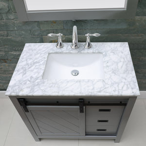 Kinsley 36" Single Bathroom Vanity Set with Carrara White Marble Countertop