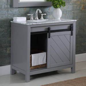 Kinsley 36" Single Bathroom Vanity Set with Carrara White Marble Countertop