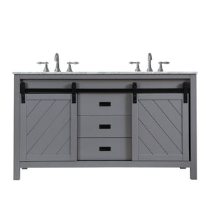 Kinsley 60" Double Bathroom Vanity Set with Carrara White Marble Countertop