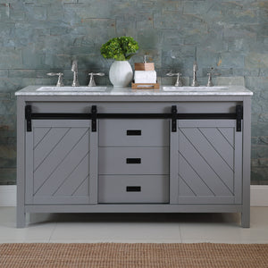 Kinsley 60" Double Bathroom Vanity Set with Carrara White Marble Countertop