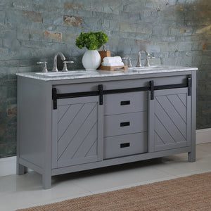 Kinsley 60" Double Bathroom Vanity Set with Carrara White Marble Countertop