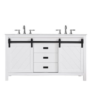 Kinsley 60" Double Bathroom Vanity Set with Carrara White Marble Countertop
