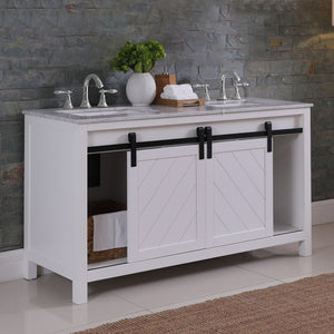 Kinsley 60" Double Bathroom Vanity Set with Carrara White Marble Countertop