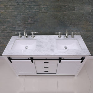 Kinsley 60" Double Bathroom Vanity Set with Carrara White Marble Countertop