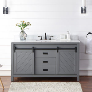 Kinsley 60" Single Bathroom Vanity Set with Aosta White Marble Countertop