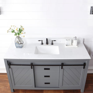 Kinsley 60" Single Bathroom Vanity Set with Aosta White Marble Countertop
