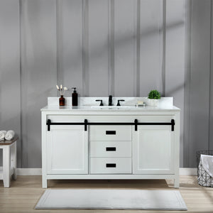 Kinsley 60" Single Bathroom Vanity Set with Aosta White Marble Countertop