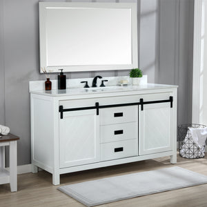 Kinsley 60" Single Bathroom Vanity Set with Aosta White Marble Countertop