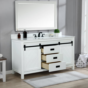 Kinsley 60" Single Bathroom Vanity Set with Aosta White Marble Countertop
