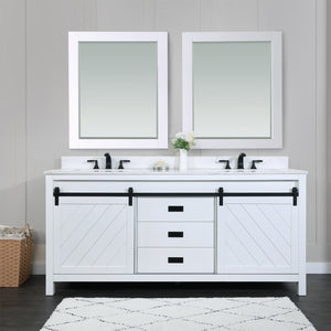 Kinsley 72" Double Bathroom Vanity Set with Aosta White Marble Countertop