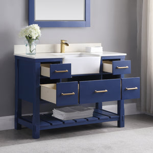 Georgia 48" Single Bathroom Vanity with White Farmhouse Basin