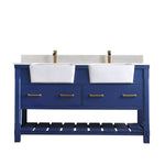 Load image into Gallery viewer, Georgia 60&quot; Double Bathroom Vanity Set with White Farmhouse Basins
