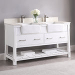 Load image into Gallery viewer, Georgia 60&quot; Double Bathroom Vanity Set with White Farmhouse Basins
