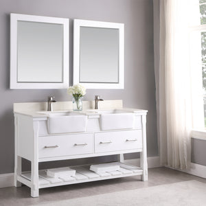 Georgia 60" Double Bathroom Vanity Set with White Farmhouse Basins