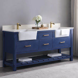 Georgia 72" Double Bathroom Vanity Set with White Farmhouse Basins