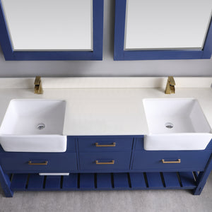 Georgia 72" Double Bathroom Vanity Set with White Farmhouse Basins