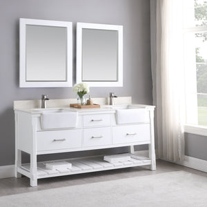 Georgia 72" Double Bathroom Vanity Set with White Farmhouse Basins