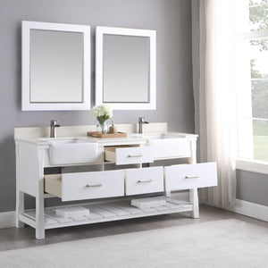 Georgia 72" Double Bathroom Vanity Set with White Farmhouse Basins