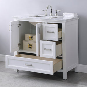 Isla 36" Single Bathroom Vanity Set with Carrara White Marble Countertop