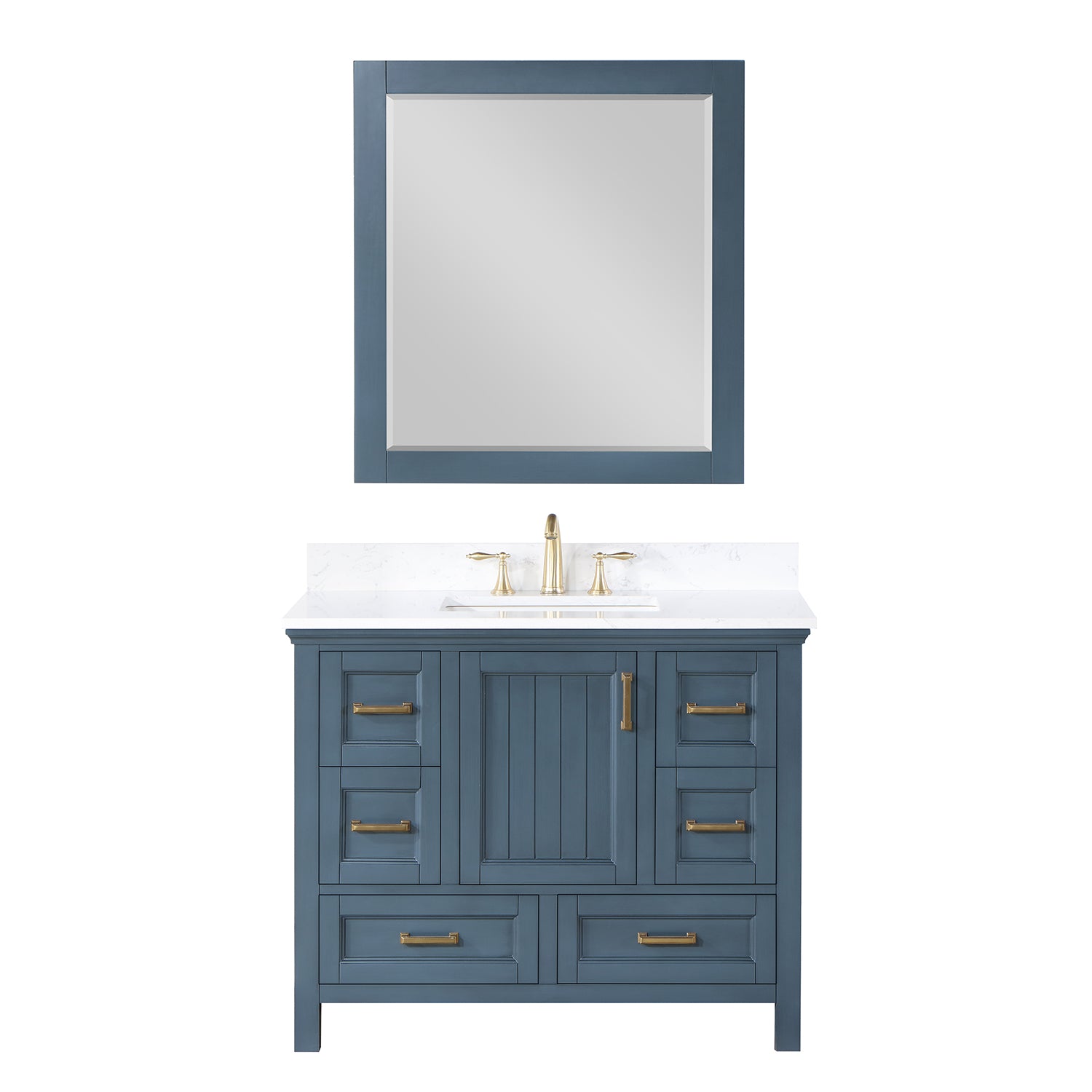 Isla 42" Single Bathroom Vanity Set with Composite Aosta White Stone Countertop