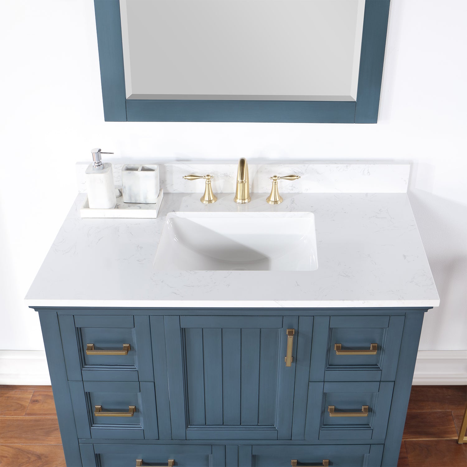 Isla 42" Single Bathroom Vanity Set with Composite Aosta White Stone Countertop