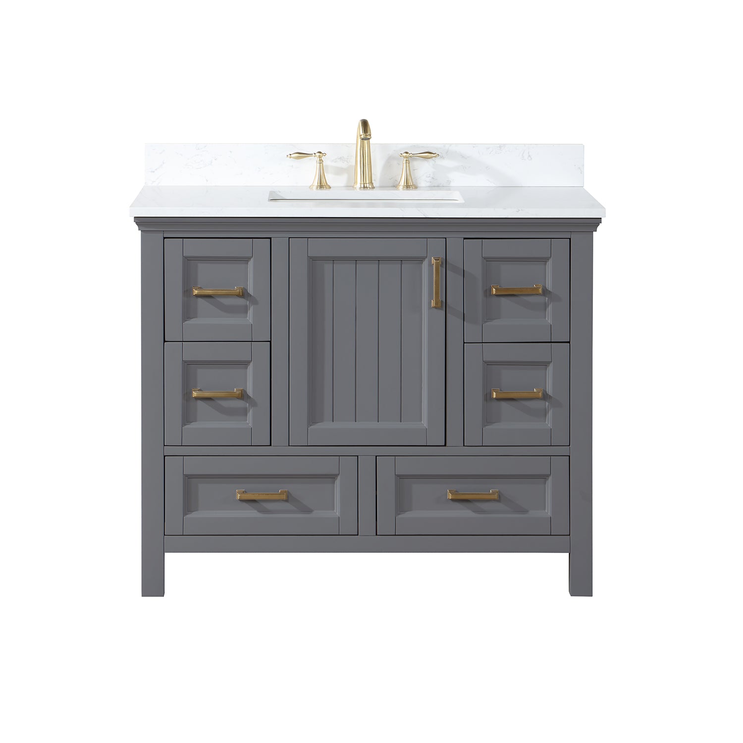 Isla 42" Single Bathroom Vanity Set with Composite Aosta White Stone Countertop