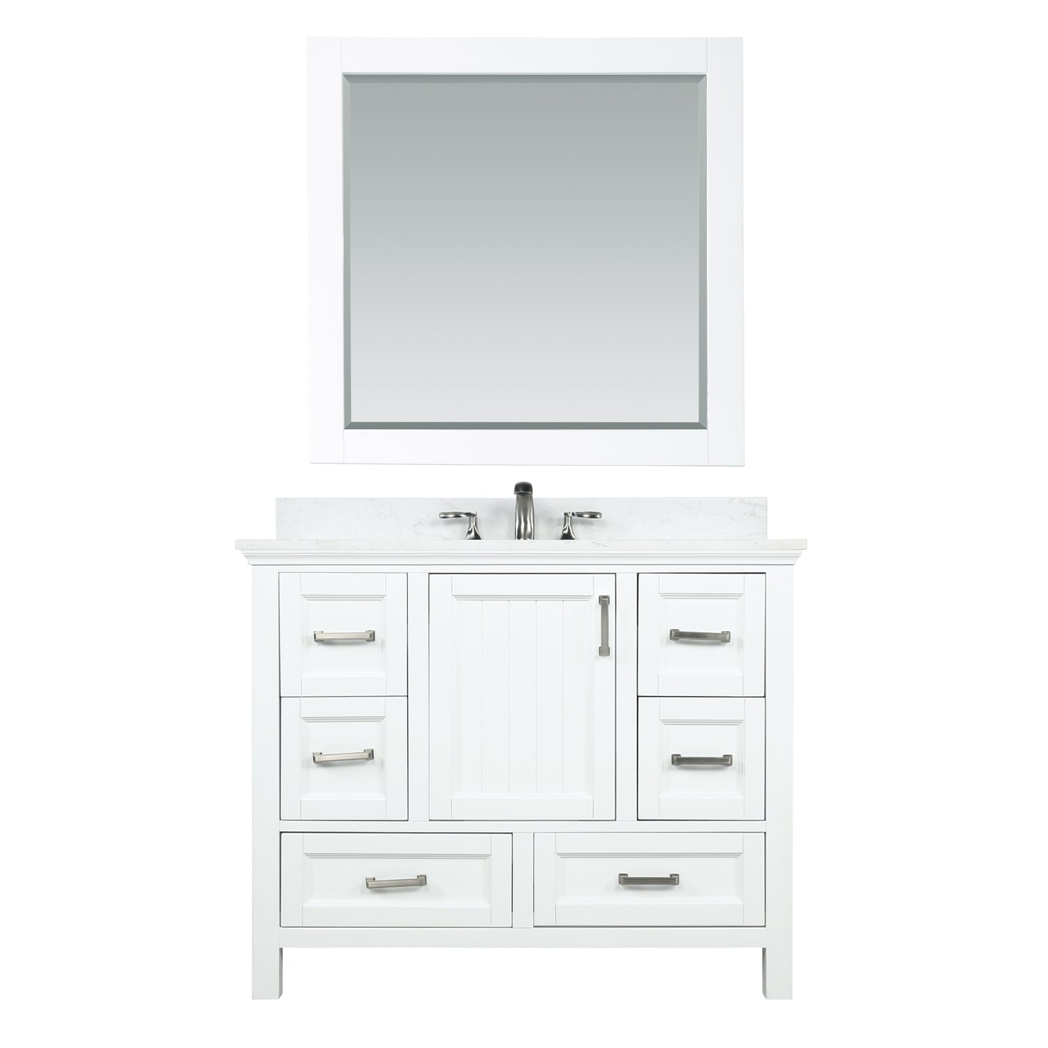 Isla 42" Single Bathroom Vanity Set with Composite Aosta White Stone Countertop