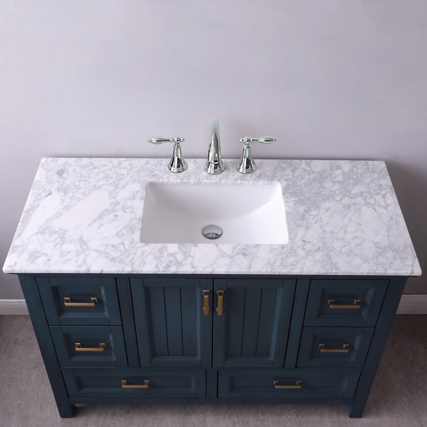 Isla 48" Single Bathroom Vanity Set with Carrara White Marble Countertop