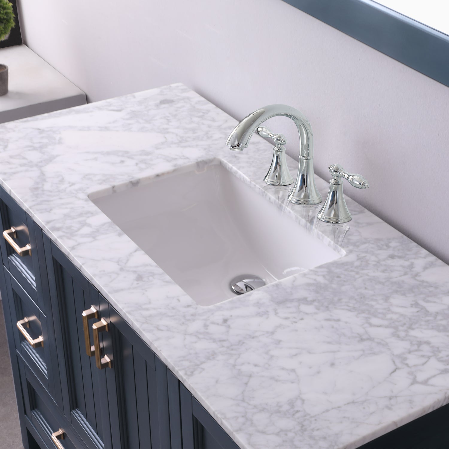 Isla 48" Single Bathroom Vanity Set with Carrara White Marble Countertop