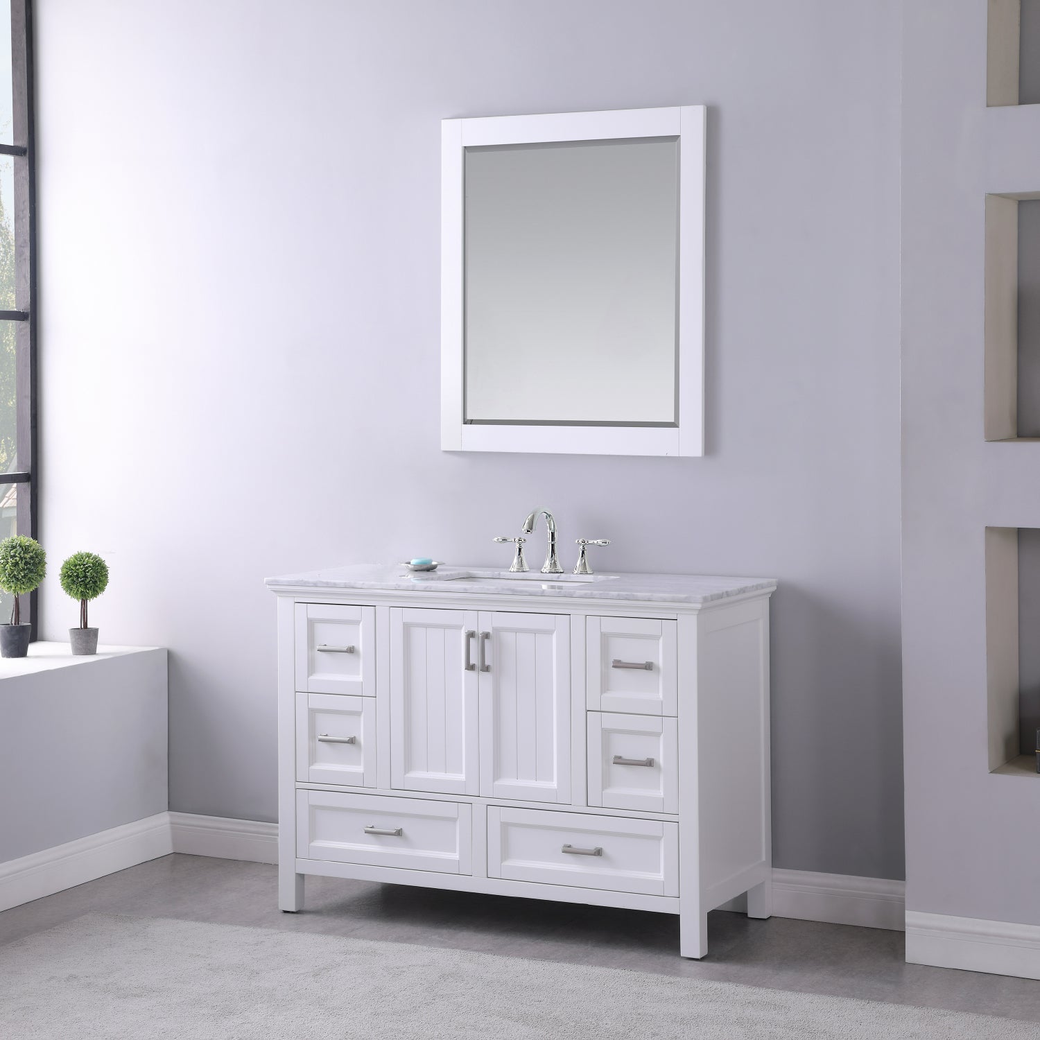 Isla 48" Single Bathroom Vanity Set with Carrara White Marble Countertop