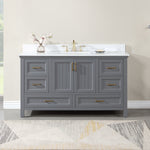 Load image into Gallery viewer, Isla 60&quot; Single Bathroom Vanity Set with White Composite Aosta Marble Countertop
