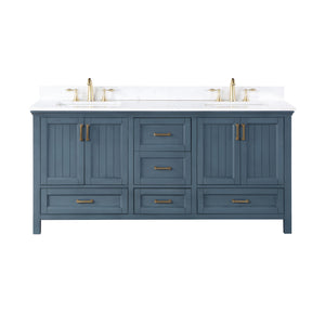 Isla 72" Double Bathroom Vanity Set with Aosta White Marble Countertop