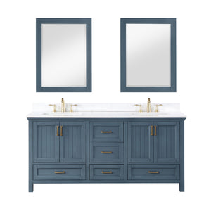 Isla 72" Double Bathroom Vanity Set with Aosta White Marble Countertop