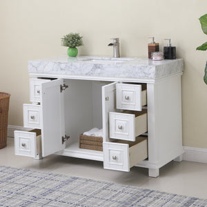 Jardin 48" Single Bathroom Vanity Set with Carrara White Marble Countertop