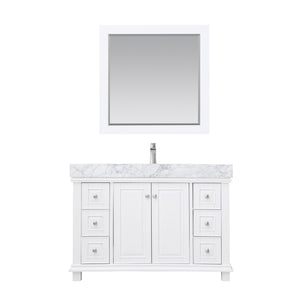 Jardin 48" Single Bathroom Vanity Set with Carrara White Marble Countertop