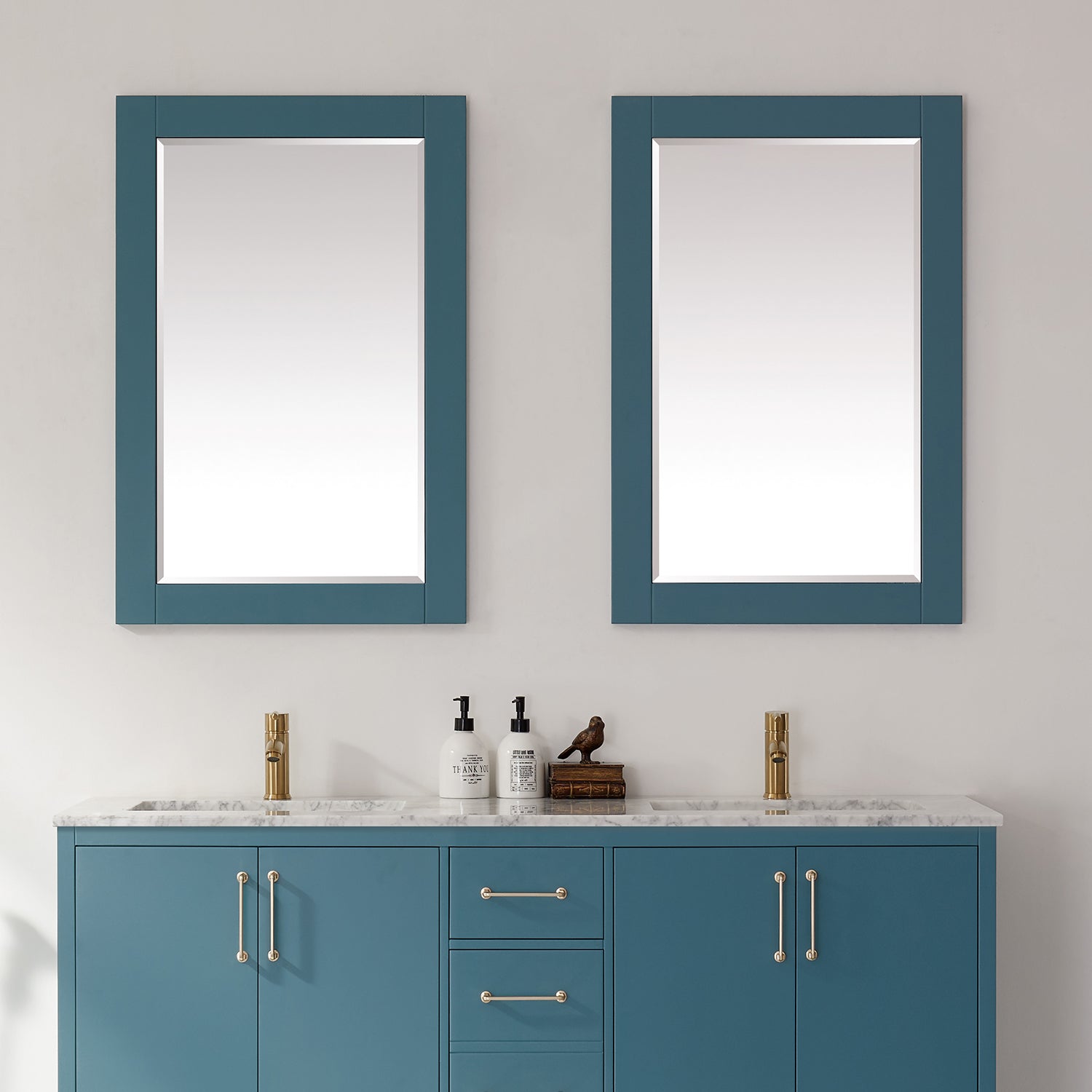 Sutton Rectangular Bathroom Wood Framed Wall Mirror in Royal Green
